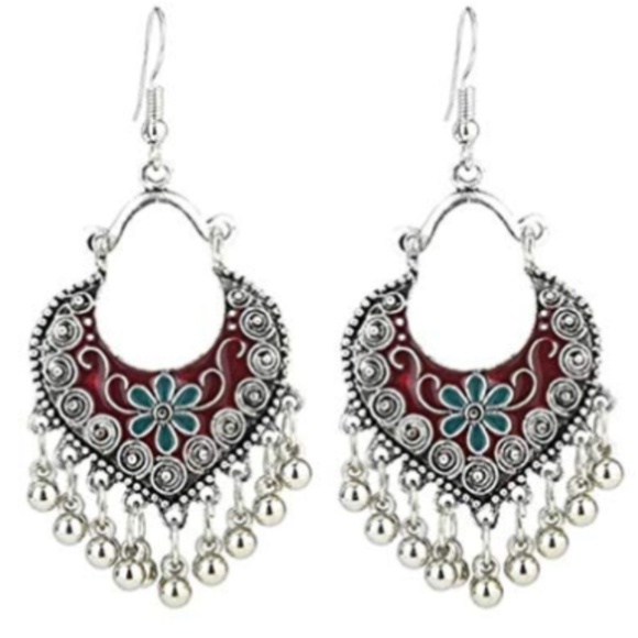 C.C. Boutique Jewelry - NWT Desert Rose Western Style Dangle Earrings Red